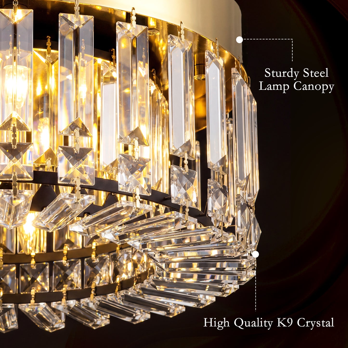 HOMCOM Crystal Chandelier With 160 Crystal Pendants 6 Light Gold Ceiling Fixture For Living Room Bedroom Dining Room