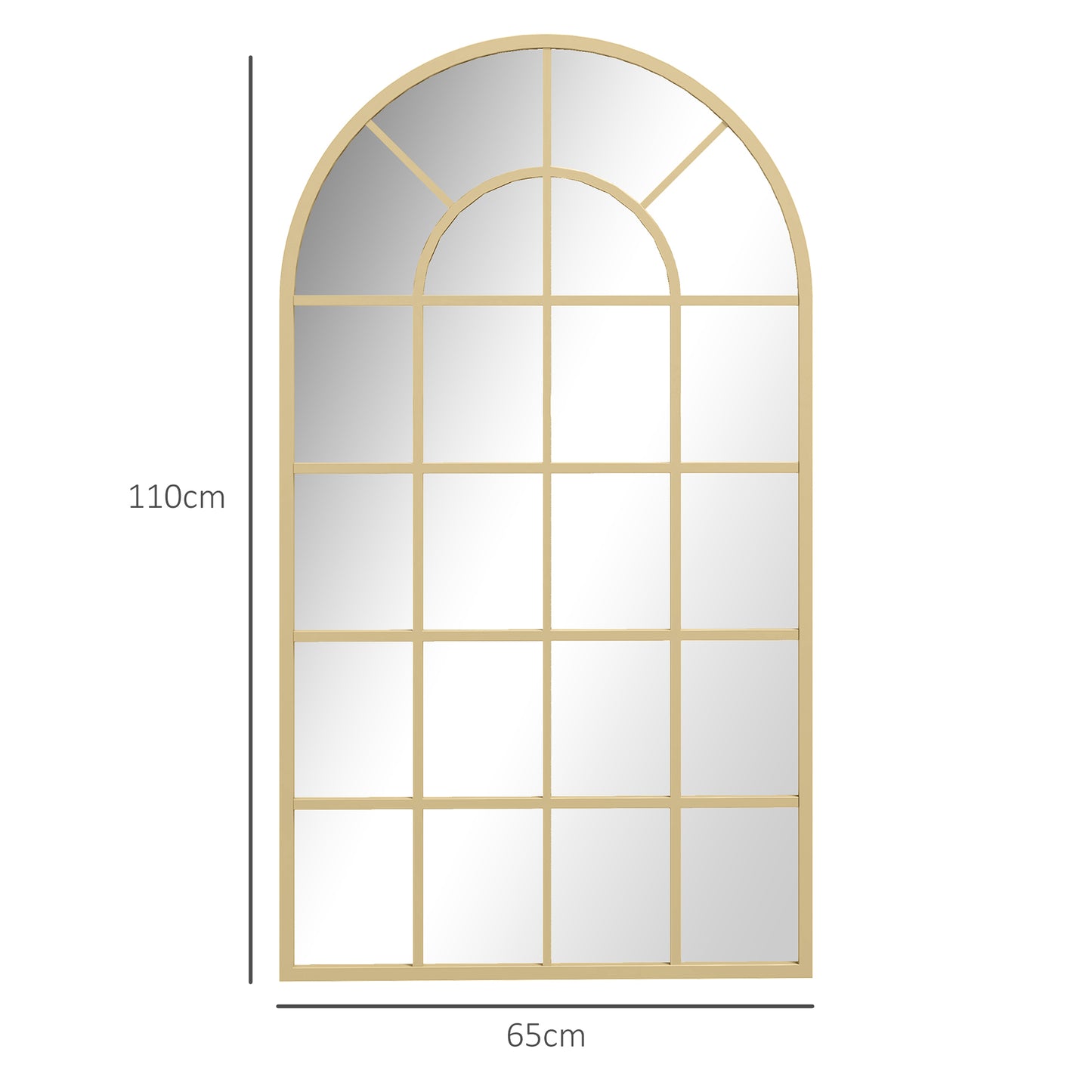 HOMCOM Arched Wall Mirror 110 x 65 cm For Bedroom And Living Room Modern Home Decor