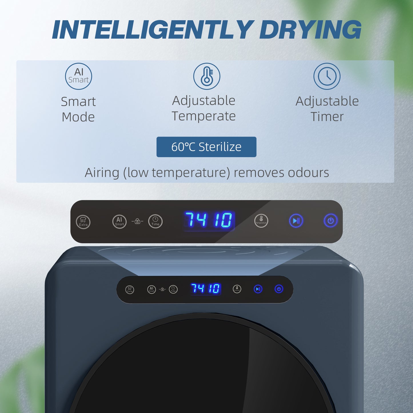 HOMCOM 5Kg Compact Tumble Dryer Blue With 1000W Motor And 40-60C Auto Dry For Small Spaces