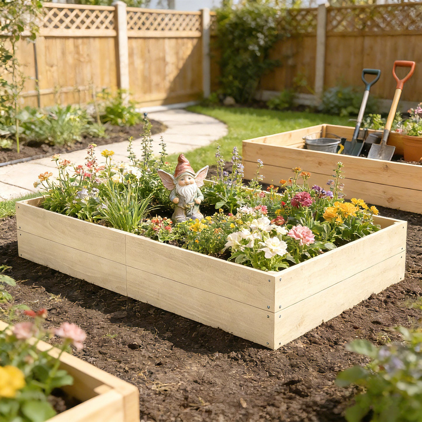 Outsunny Wooden Raised Bed For Garden 620L Extra Large Open Bottom Outdoor Planter Box
