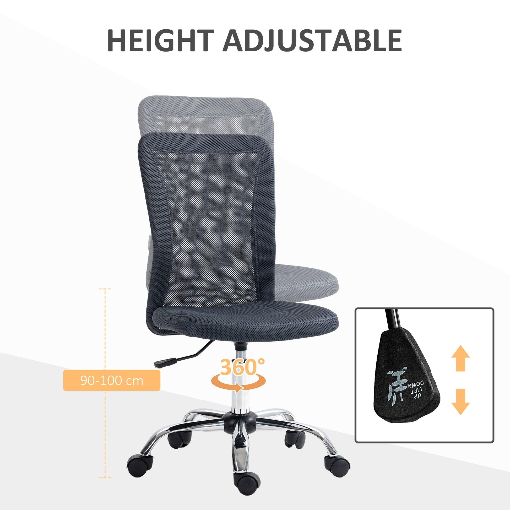 Vinsetto Dark Grey Mesh Office Chair, Adjustable Height, Swivel Wheels - ALL4U RETAILER LTD