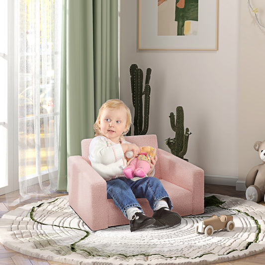 AIYAPLAY Convertible Pink Kids Sofa Chair - 2-in-1 Recliner for Toddlers, Ideal for Playroom and Nursery - ALL4U RETAILER LTD