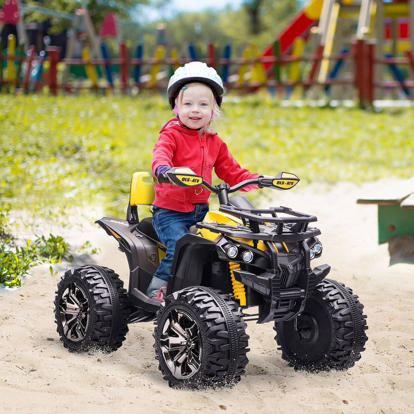 AIYAPLAY Electric 12V Yellow ATV Quad Bike for Kids with LED Lights, Music, and Backrest - ALL4U RETAILER LTD