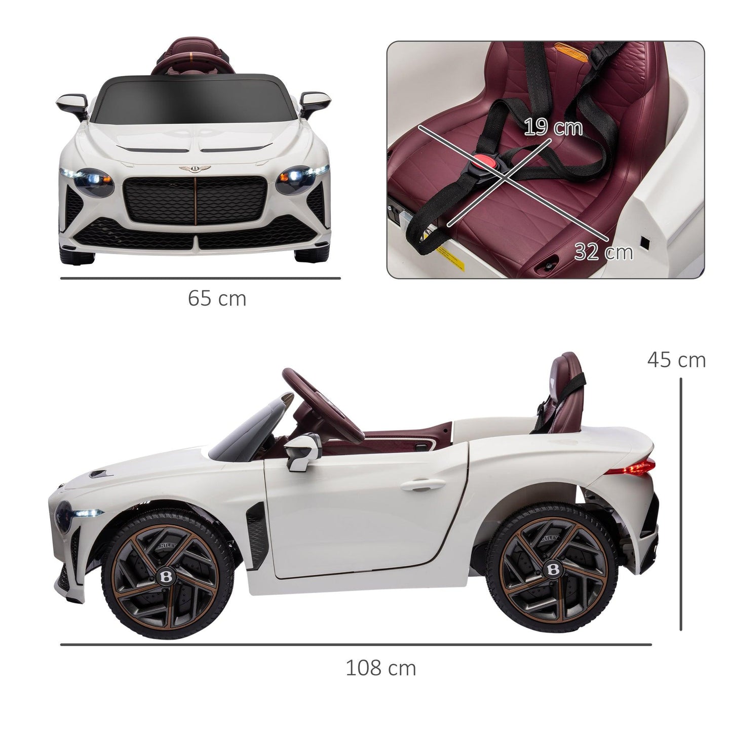 HOMCOM Licensed 12V Kids Electric Ride on Car, White - ALL4U RETAILER LTD