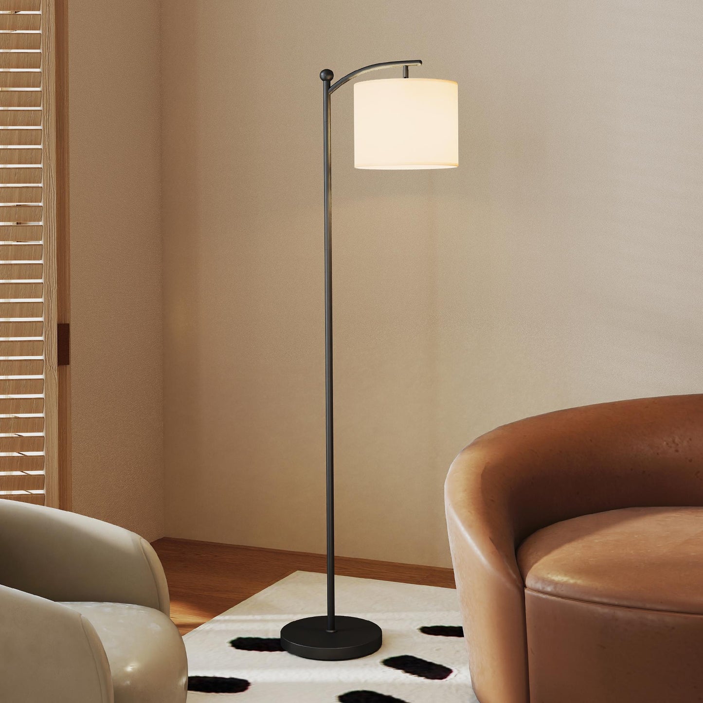 HOMCOM LED Floor Lamp With Remote Control 11 Level Brightness And Color Temperature From Warm To Cool White Black Finish