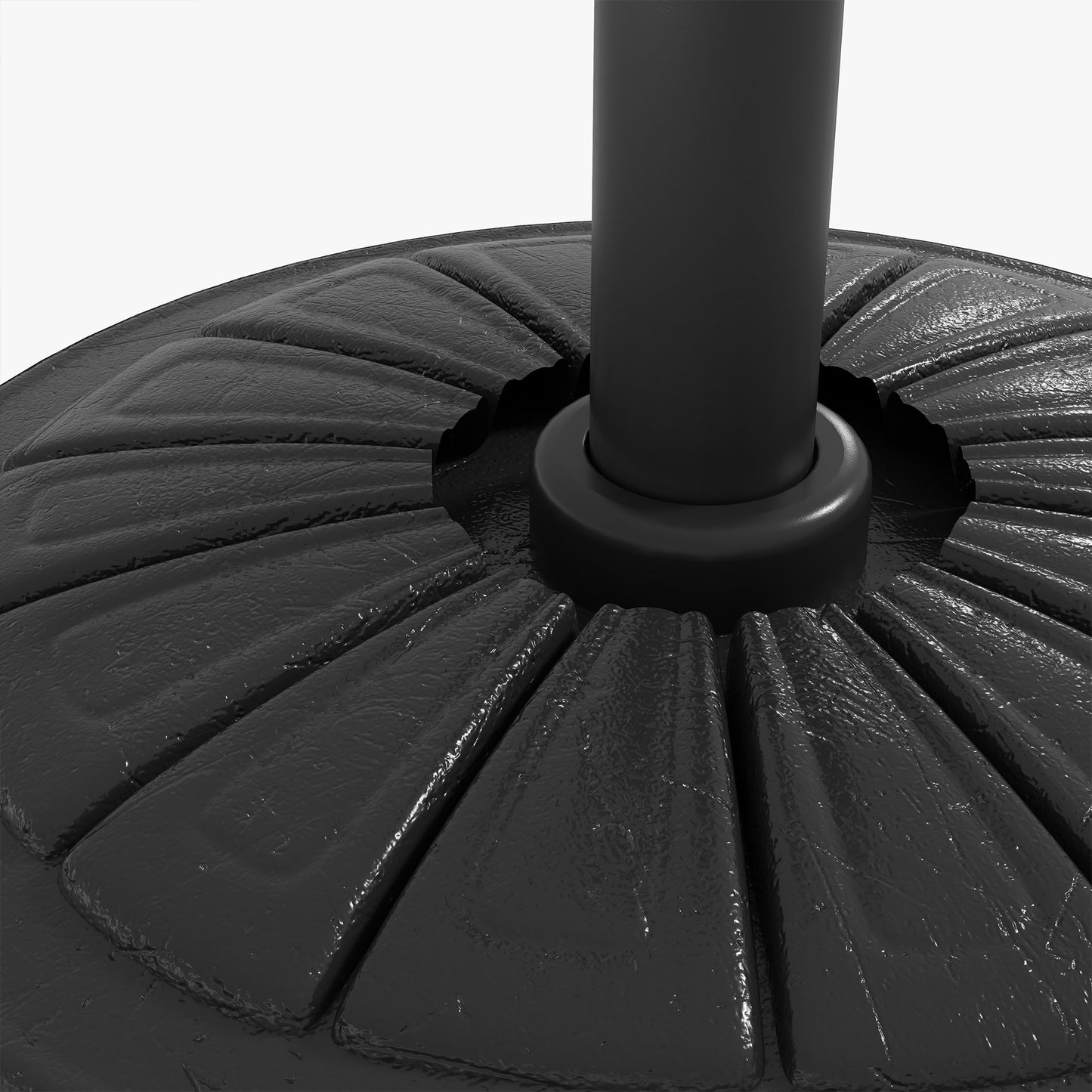 Outsunny Heavy Duty Concrete Umbrella Base Holder With Steel Pole Round Parasol Stand For Patio Garden Outdoor Black