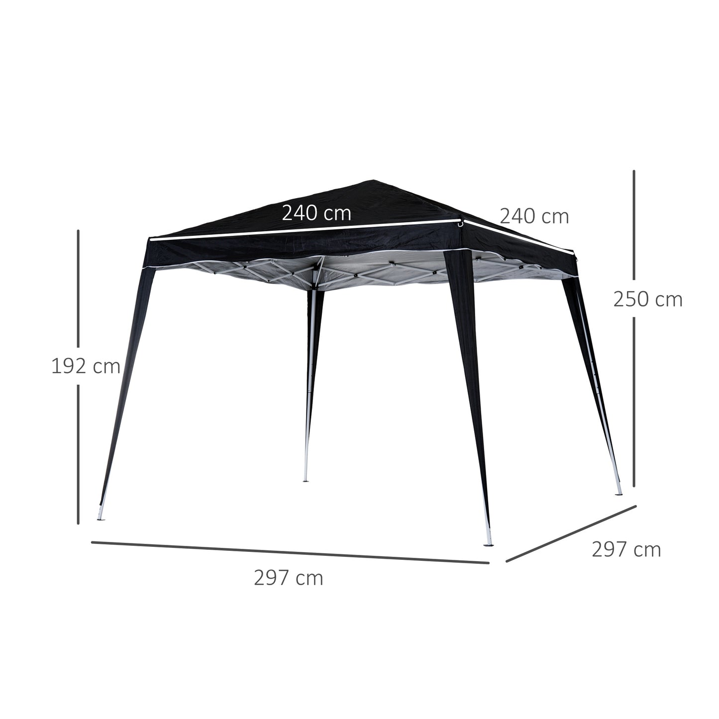 Outsunny 3m Pop Up Gazebo With Carry Bag Height Adjustable Slant Leg Party Tent Instant Event Shelter Black