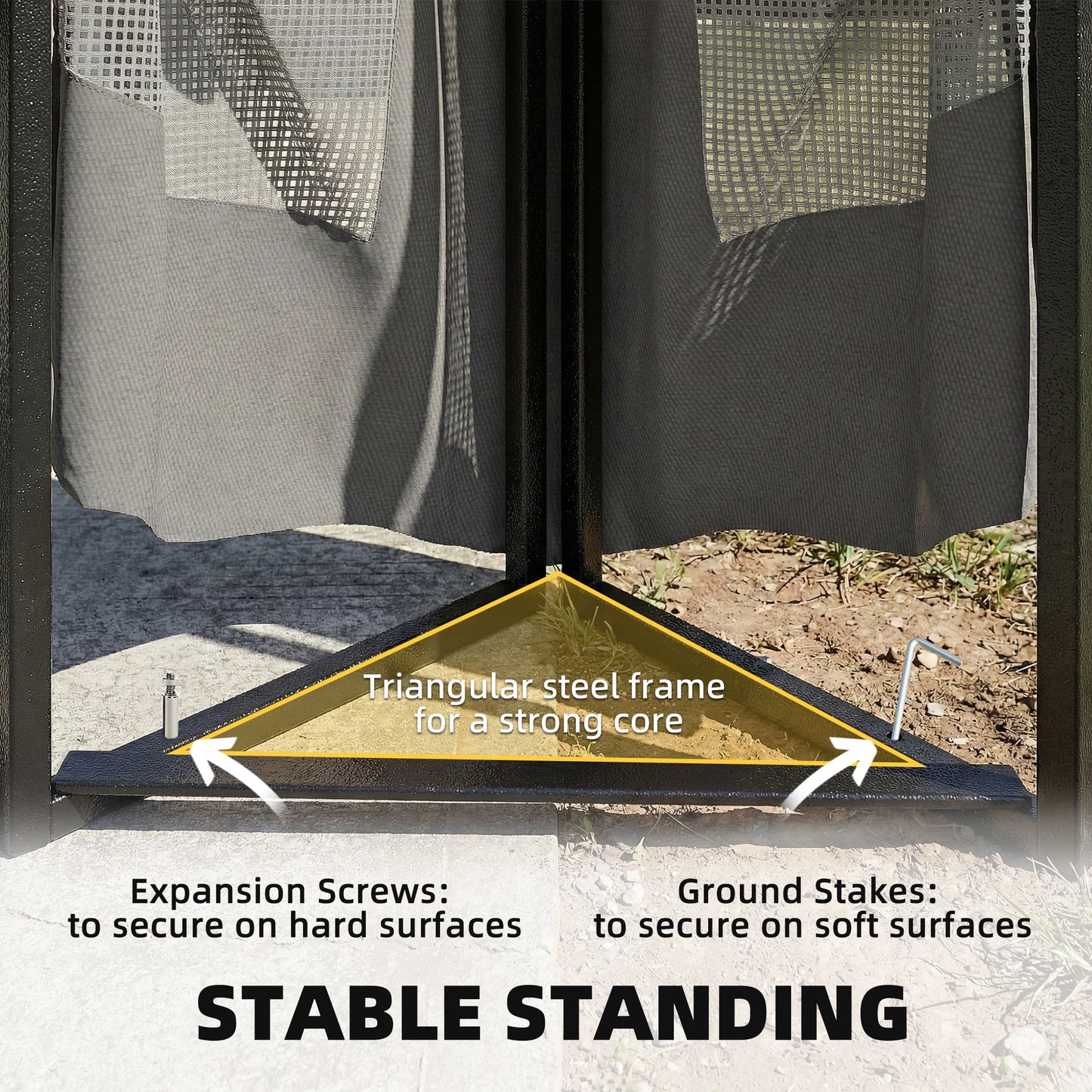 Outsunny 3.3 x 3.3 m Outdoor Garden Gazebo with Post Shelves UPF50 Plus Patio Pavilion Dark Grey