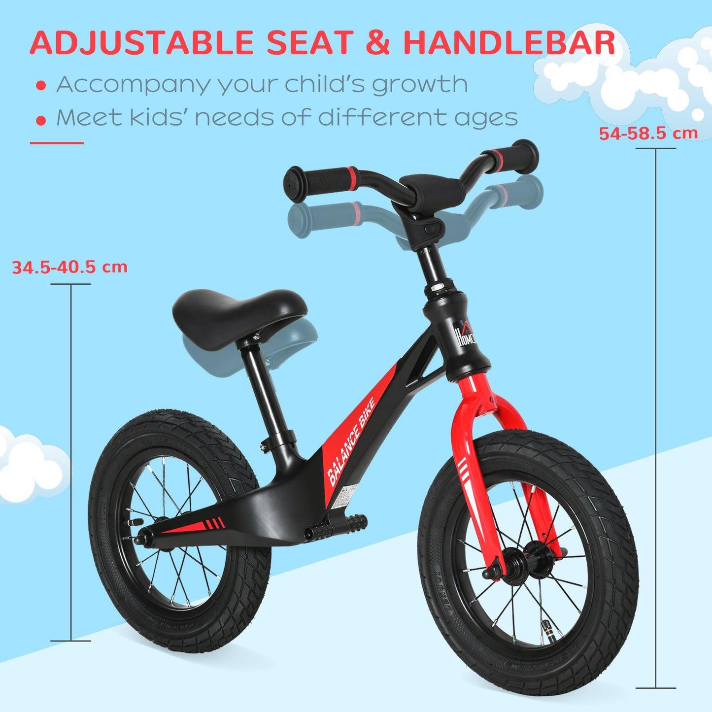 HOMCOM 12 Inch Kids Balance Bike, No Pedal Bicycle w/ Adjustable Height - ALL4U RETAILER LTD