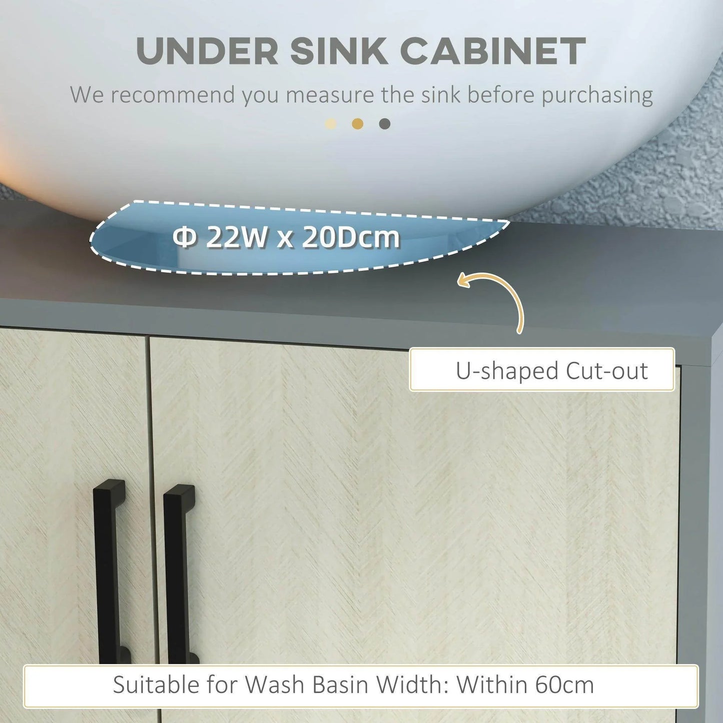 Kleankin Bathroom Storage Cabinet 60x30cm - ALL4U RETAILER LTD