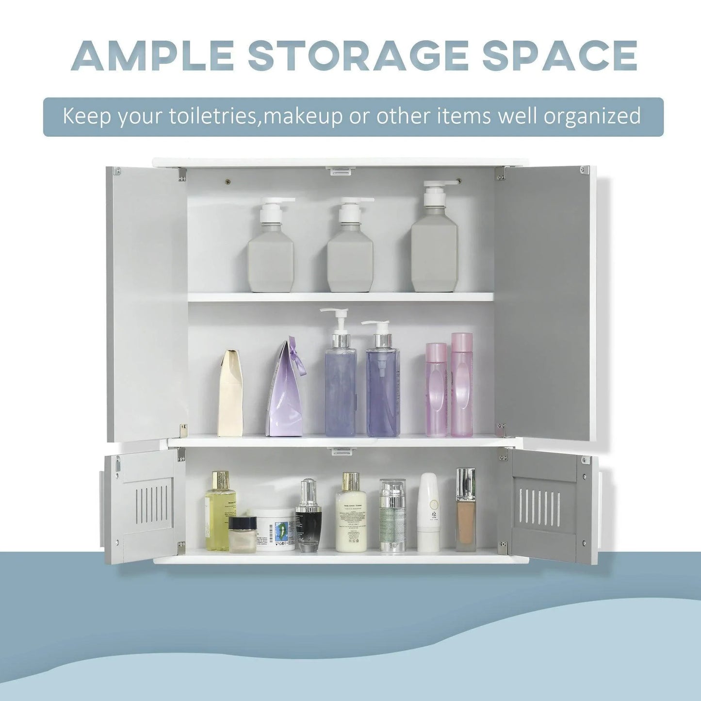 Kleankin Grey Bathroom Mirror Cabinet with Double Doors - ALL4U RETAILER LTD