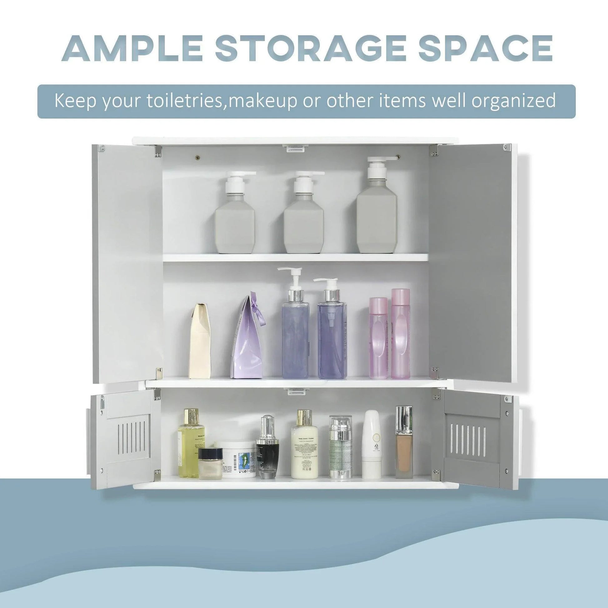 Kleankin Grey Bathroom Mirror Cabinet with Double Doors - ALL4U RETAILER LTD