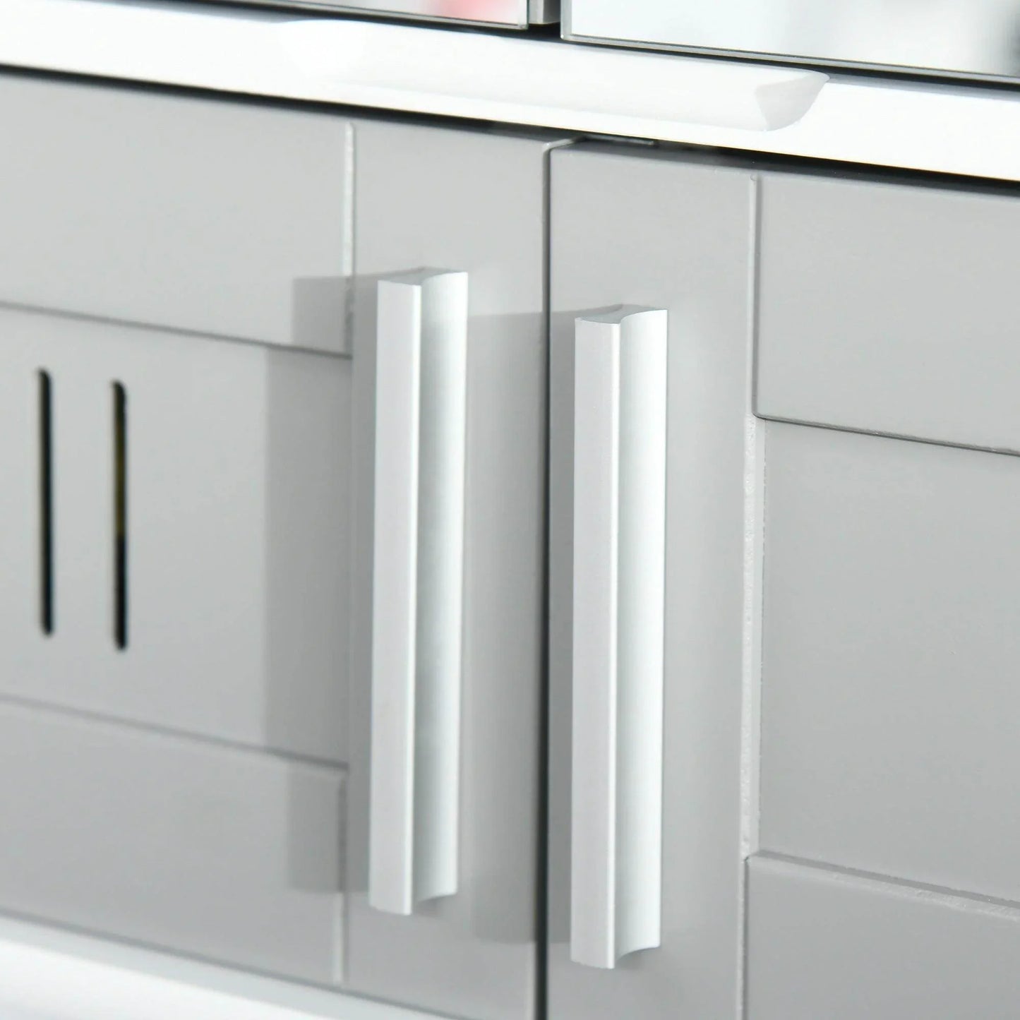 Kleankin Grey Bathroom Mirror Cabinet with Double Doors - ALL4U RETAILER LTD