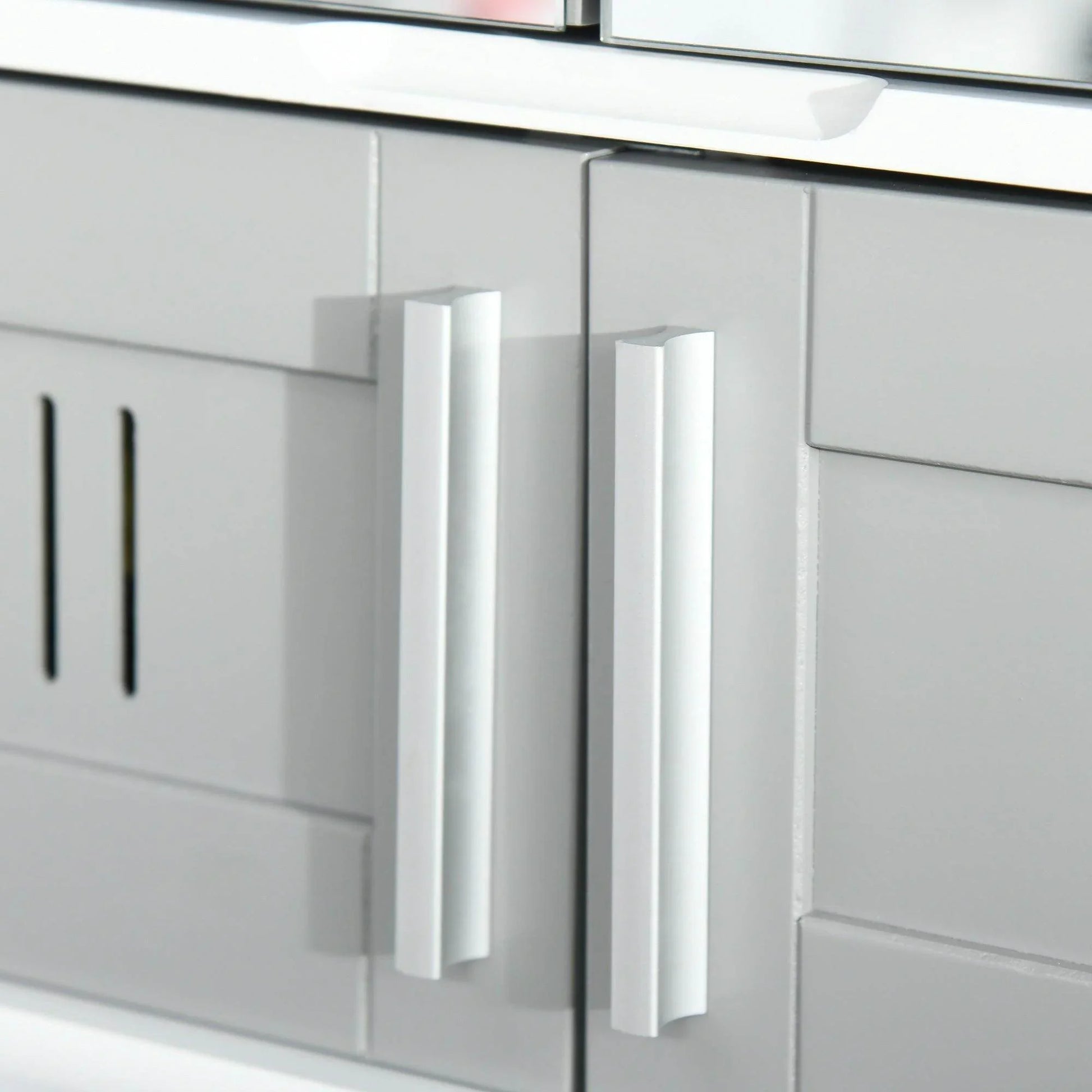 Kleankin Grey Bathroom Mirror Cabinet with Double Doors - ALL4U RETAILER LTD