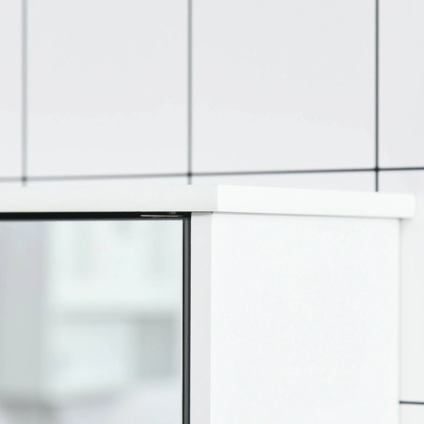 Kleankin Grey Bathroom Mirror Cabinet with Double Doors - ALL4U RETAILER LTD