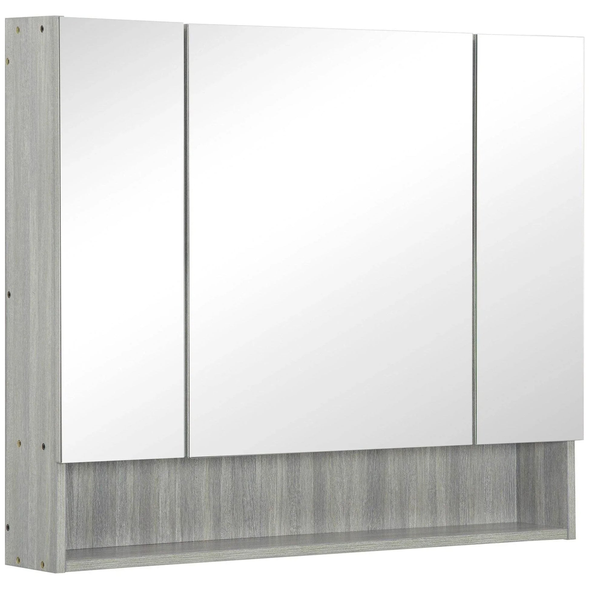 Kleankin Grey Wall Mounted Bathroom Cabinet with Adjustable Shelves - ALL4U RETAILER LTD