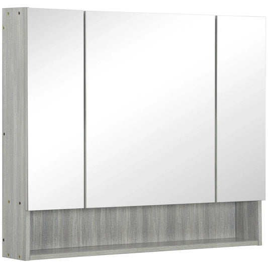 Kleankin Grey Wall Mounted Bathroom Cabinet with Adjustable Shelves - ALL4U RETAILER LTD