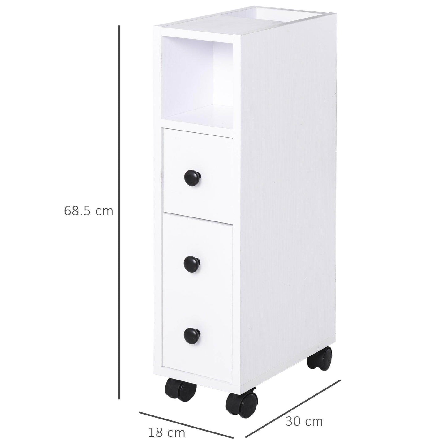 Kleankin Slimline Bathroom Storage Unit with 2 Drawers- White - ALL4U RETAILER LTD
