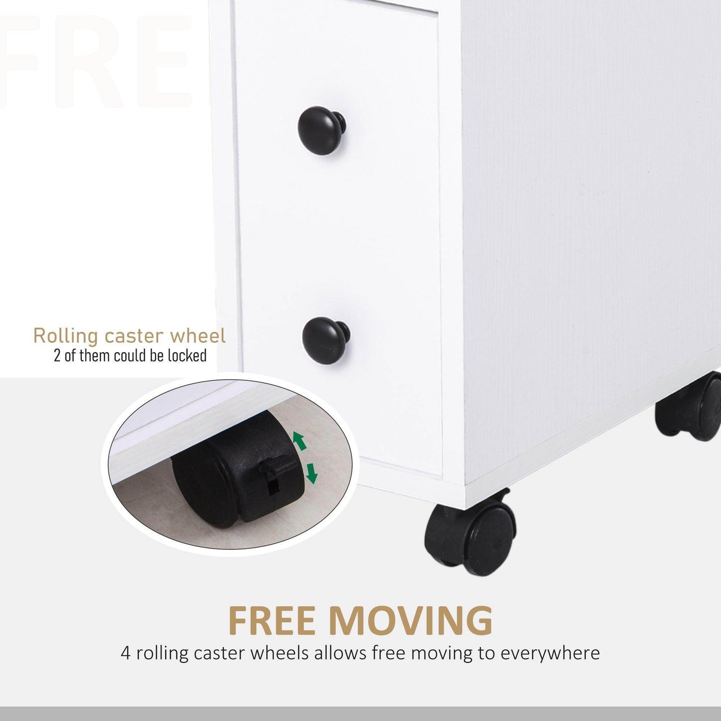 Kleankin Slimline Bathroom Storage Unit with 2 Drawers- White - ALL4U RETAILER LTD