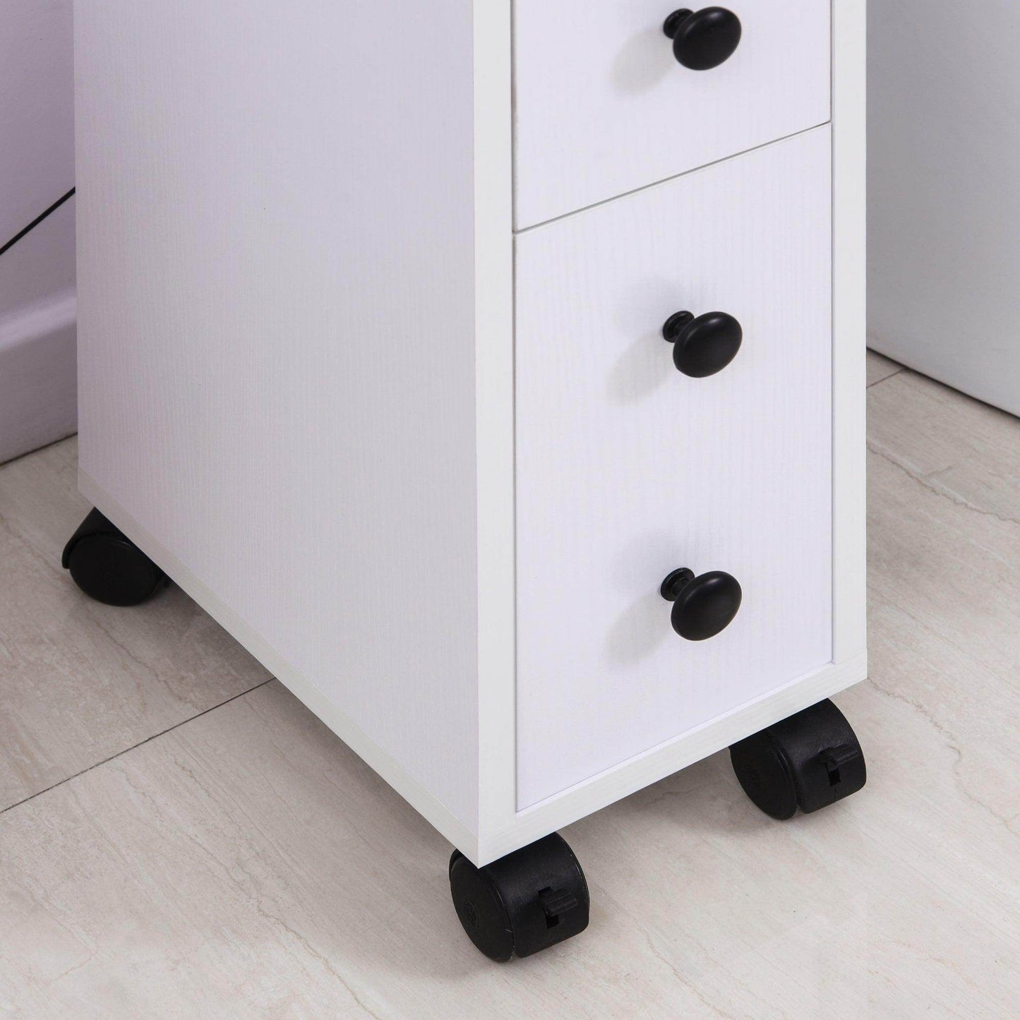 Kleankin Slimline Bathroom Storage Unit with 2 Drawers- White - ALL4U RETAILER LTD