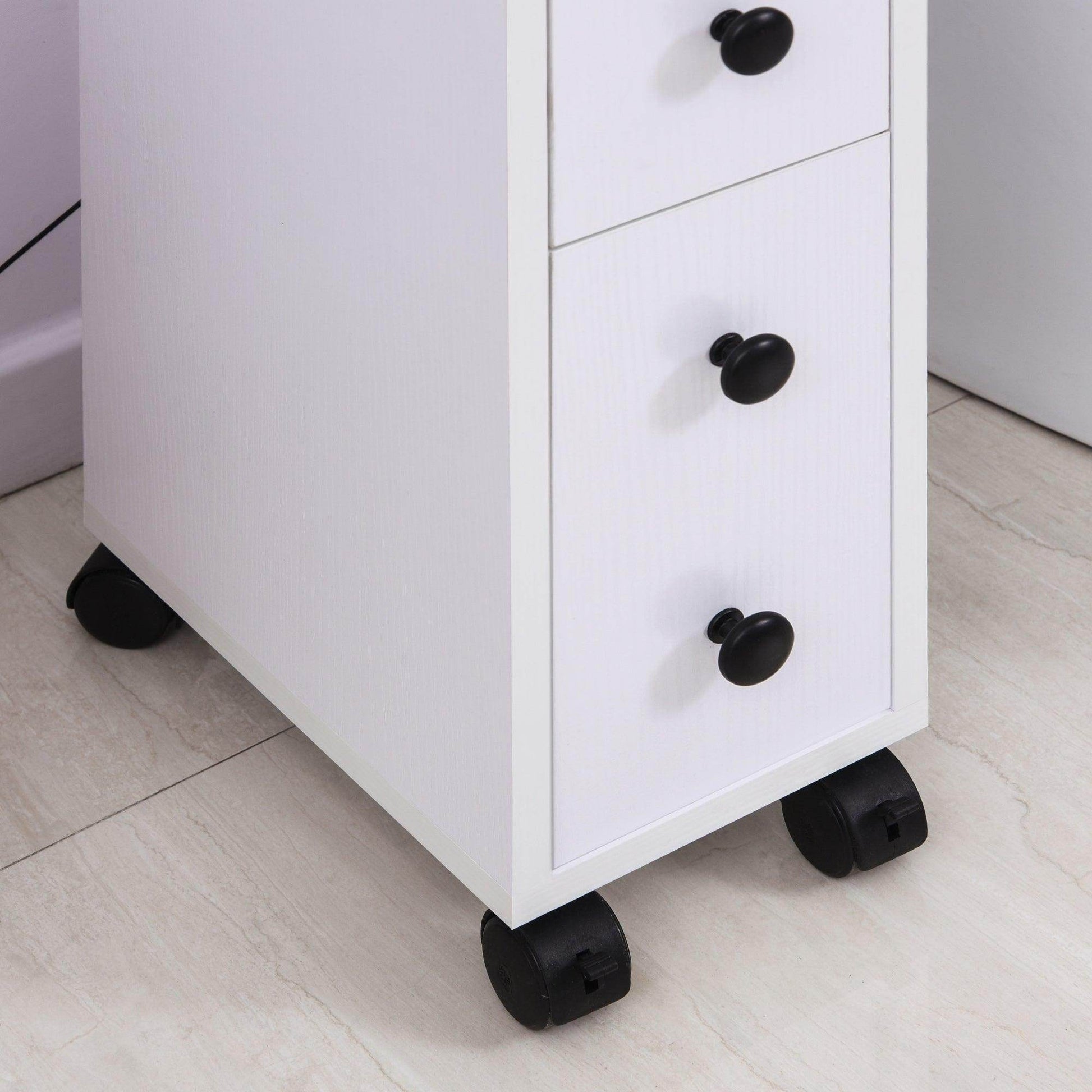 Kleankin Slimline Bathroom Storage Unit with 2 Drawers- White - ALL4U RETAILER LTD