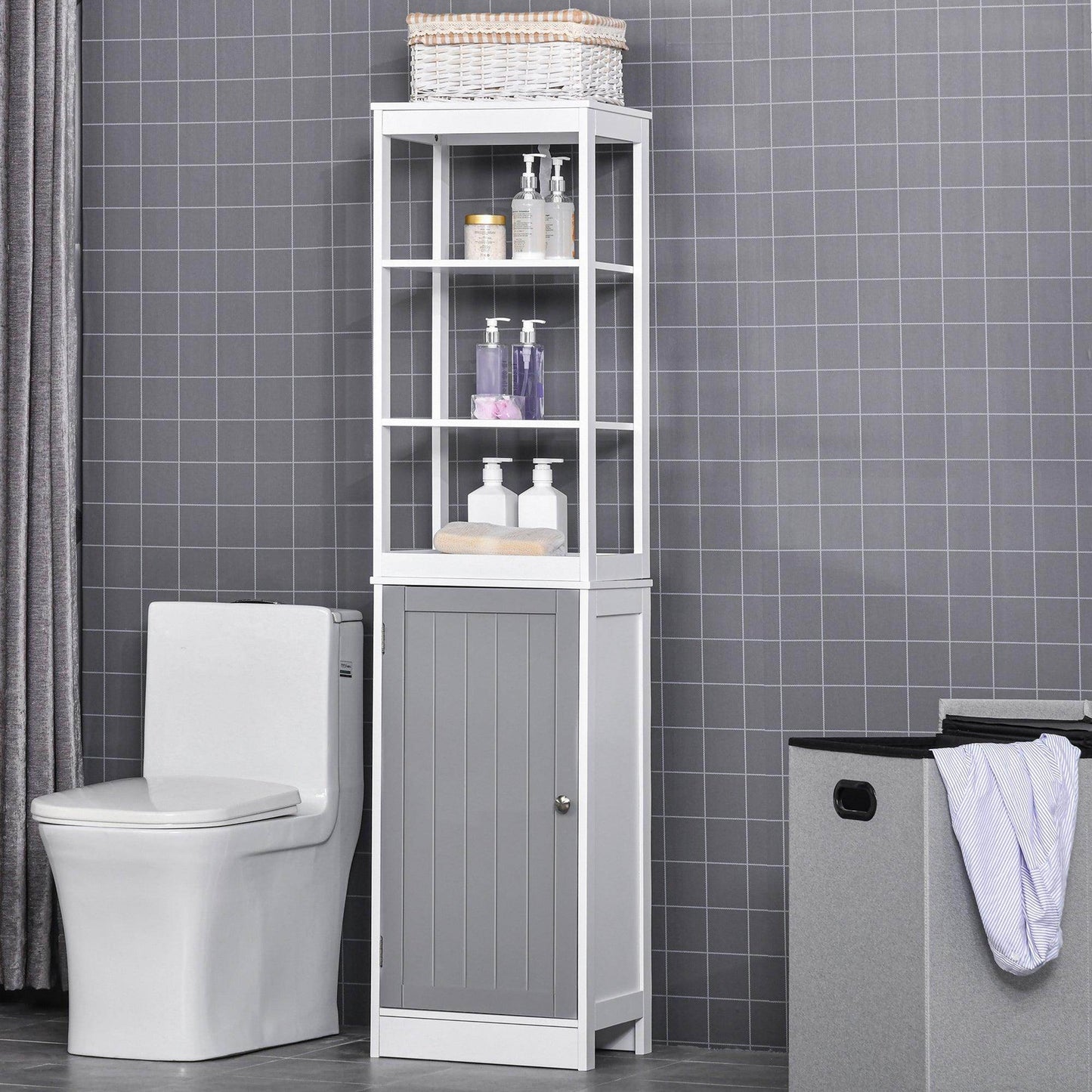 Kleankin Tall Bathroom Cabinet Organiser - ALL4U RETAILER LTD