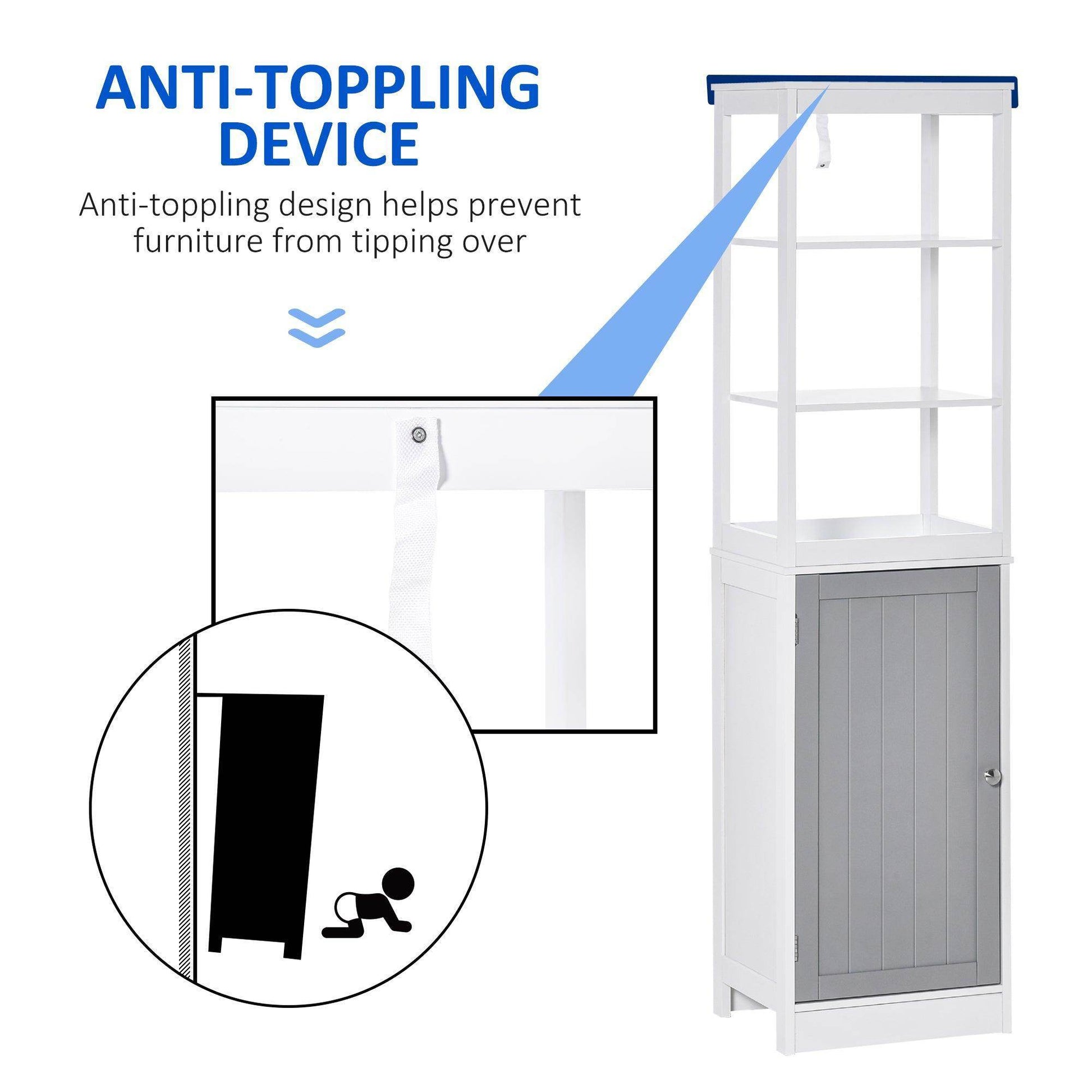 Kleankin Tall Bathroom Cabinet Organiser - ALL4U RETAILER LTD