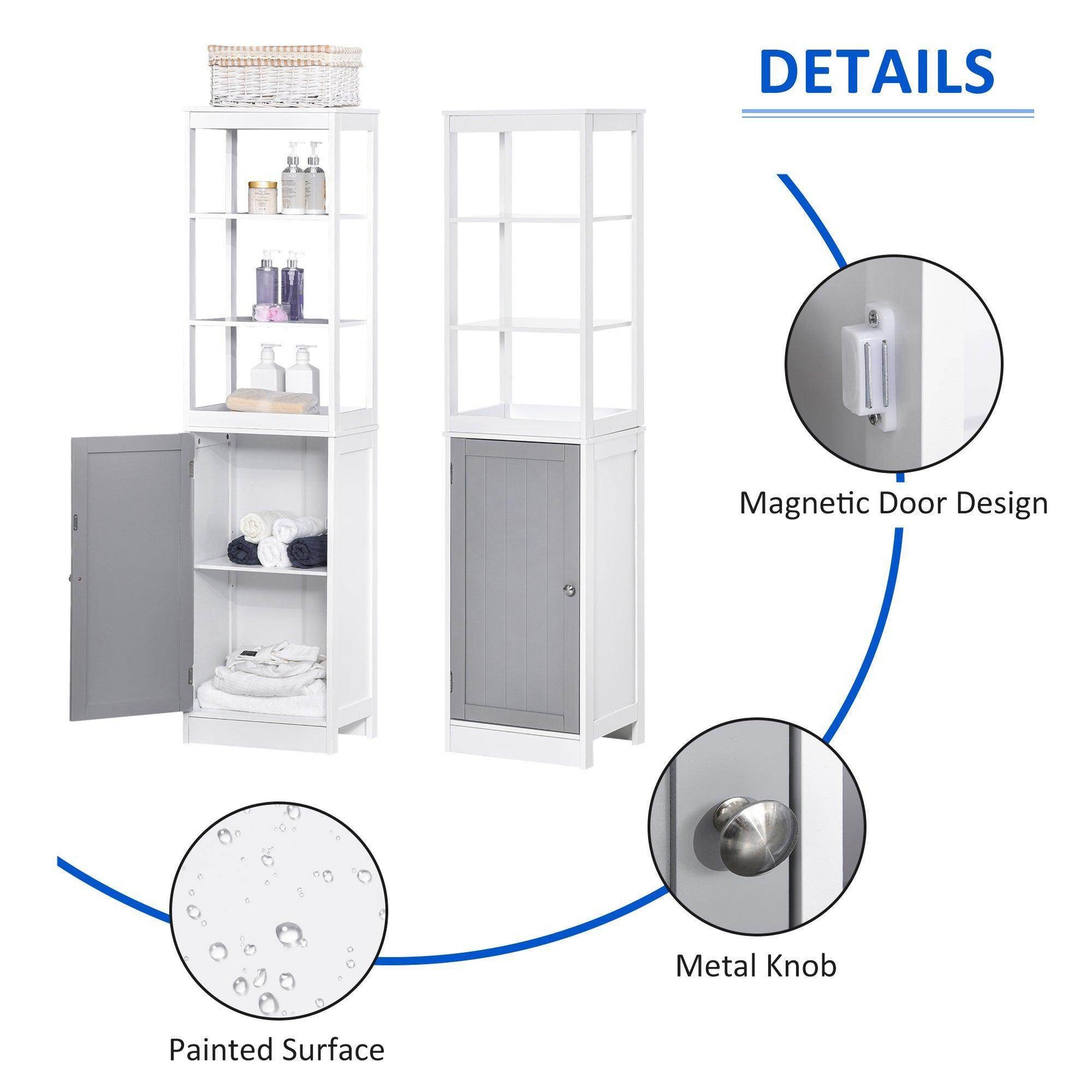 Kleankin Tall Bathroom Cabinet Organiser - ALL4U RETAILER LTD