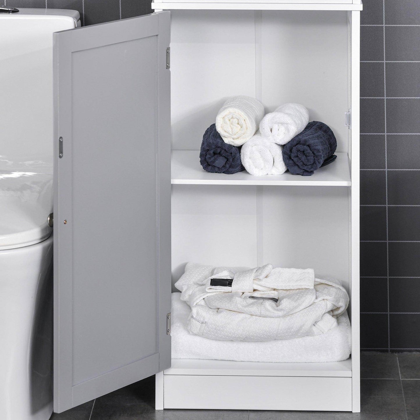 Kleankin Tall Bathroom Cabinet Organiser - ALL4U RETAILER LTD