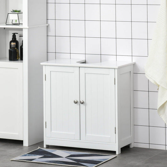 Kleankin Under-Sink Storage Cabinet - Adjustable Shelf - White - ALL4U RETAILER LTD