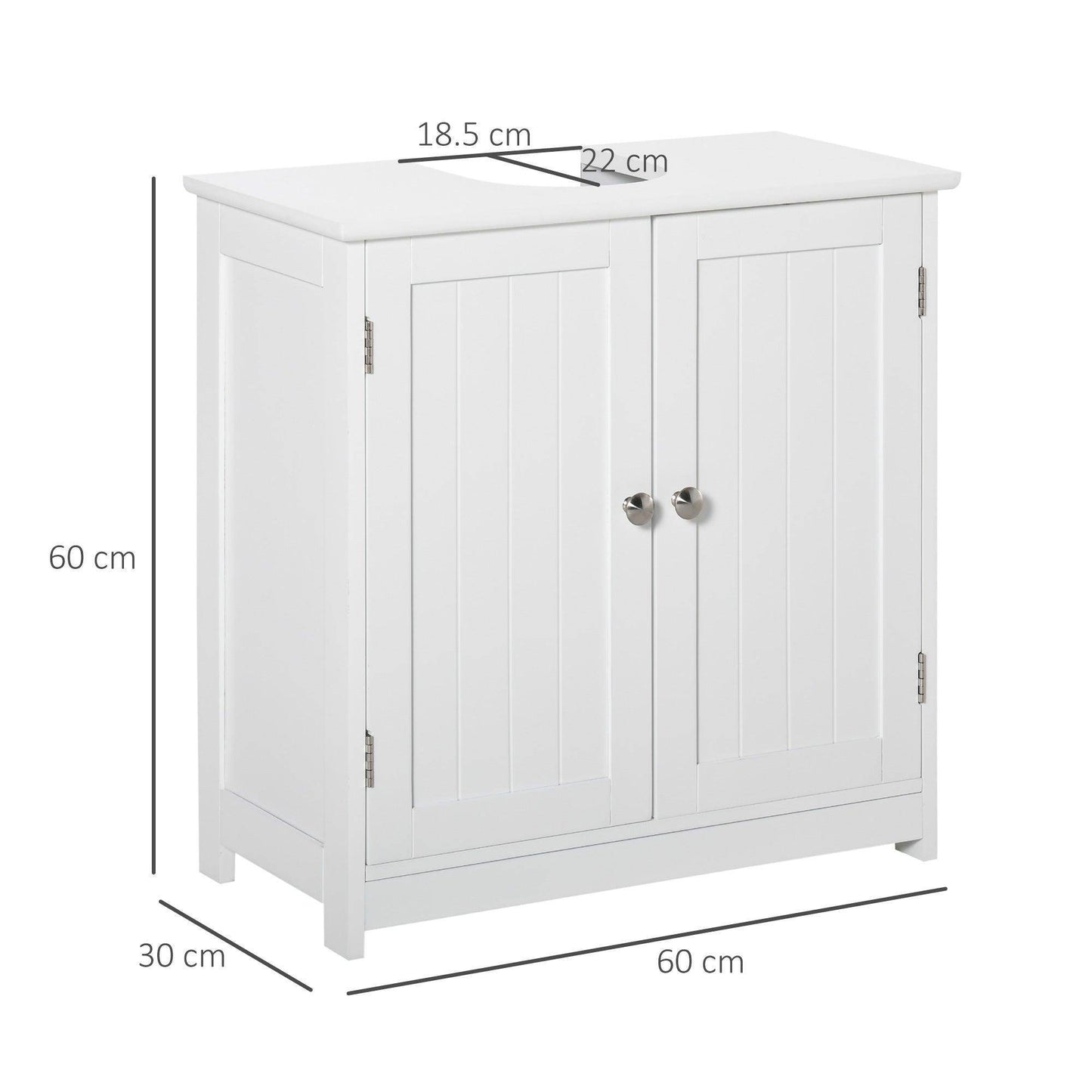 Kleankin Under-Sink Storage Cabinet - Adjustable Shelf - White - ALL4U RETAILER LTD