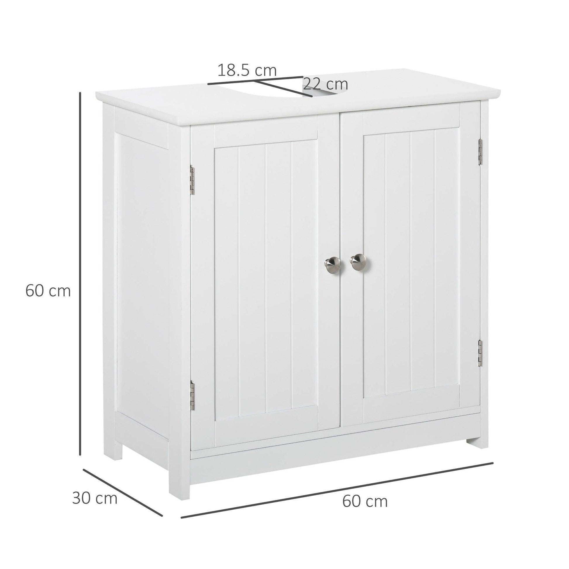 Kleankin Under-Sink Storage Cabinet - Adjustable Shelf - White - ALL4U RETAILER LTD