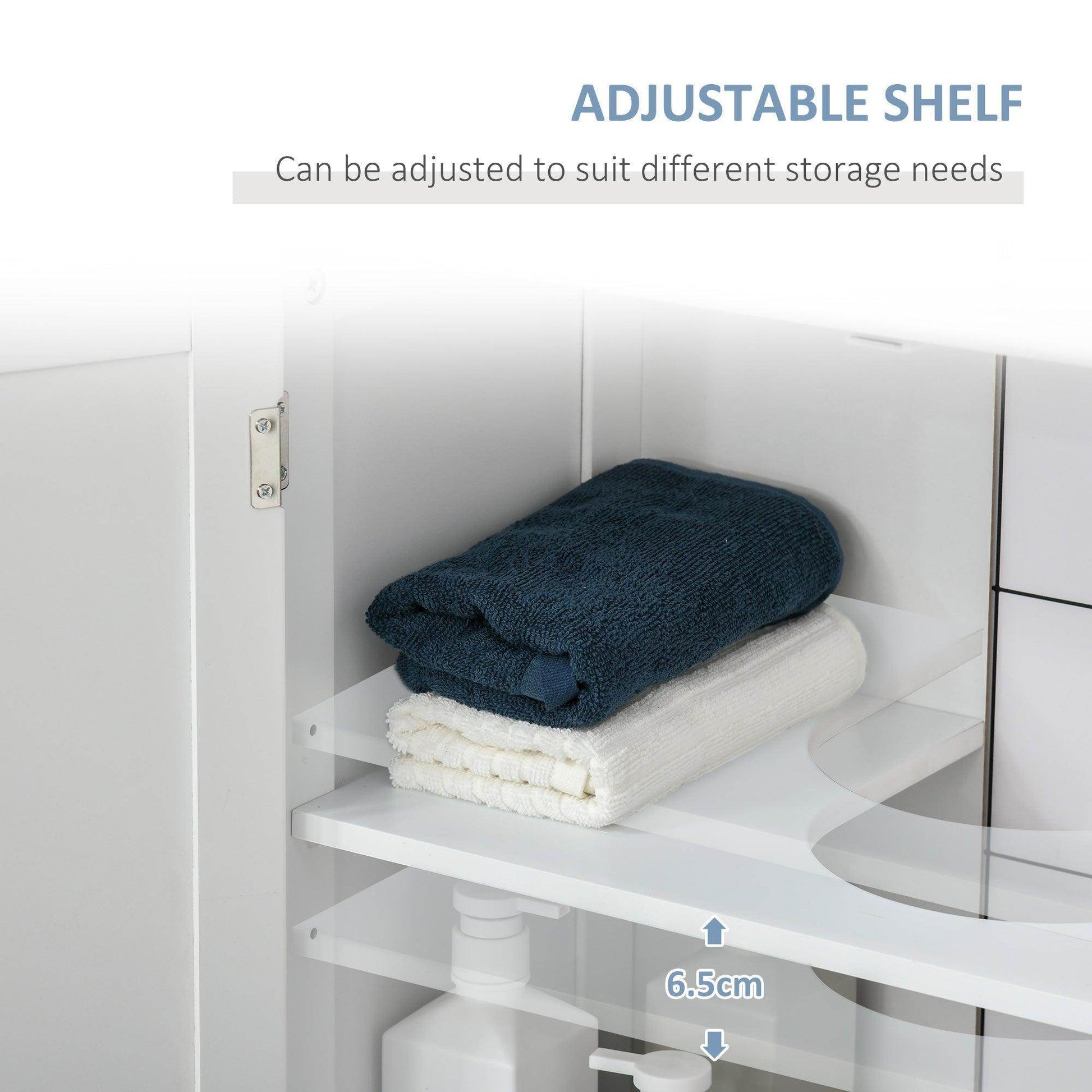 Kleankin Under-Sink Storage Cabinet - Adjustable Shelf - White - ALL4U RETAILER LTD