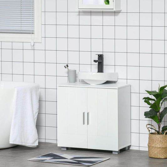 Kleankin Under Sink Cabinet - White Vanity Unit - ALL4U RETAILER LTD