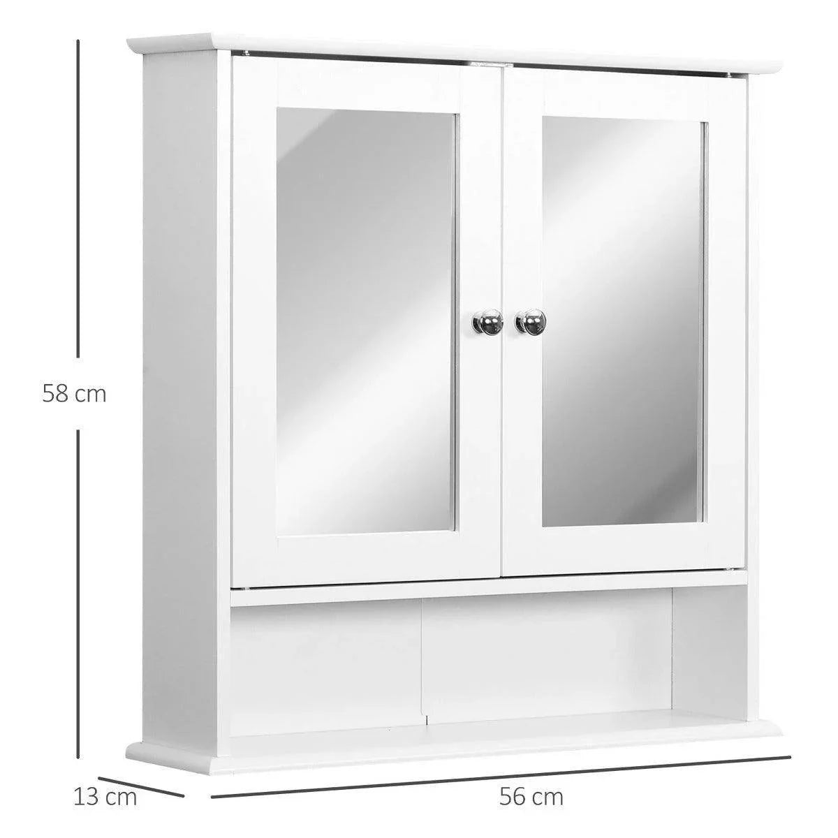 Kleankin Wall-mounted Bathroom Cabinet Mirror - White - ALL4U RETAILER LTD