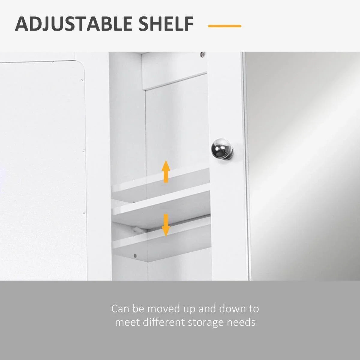 Kleankin Wall-mounted Bathroom Cabinet Mirror - White - ALL4U RETAILER LTD