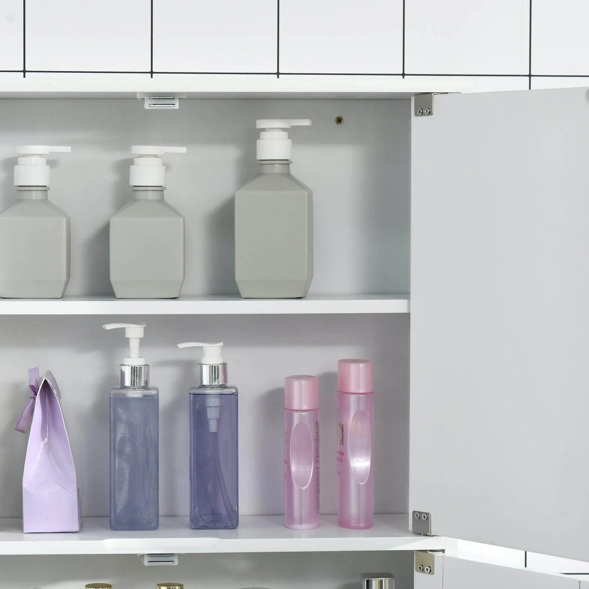 Kleankin Wall Mounted Bathroom Cabinet with Double Doors - White - ALL4U RETAILER LTD