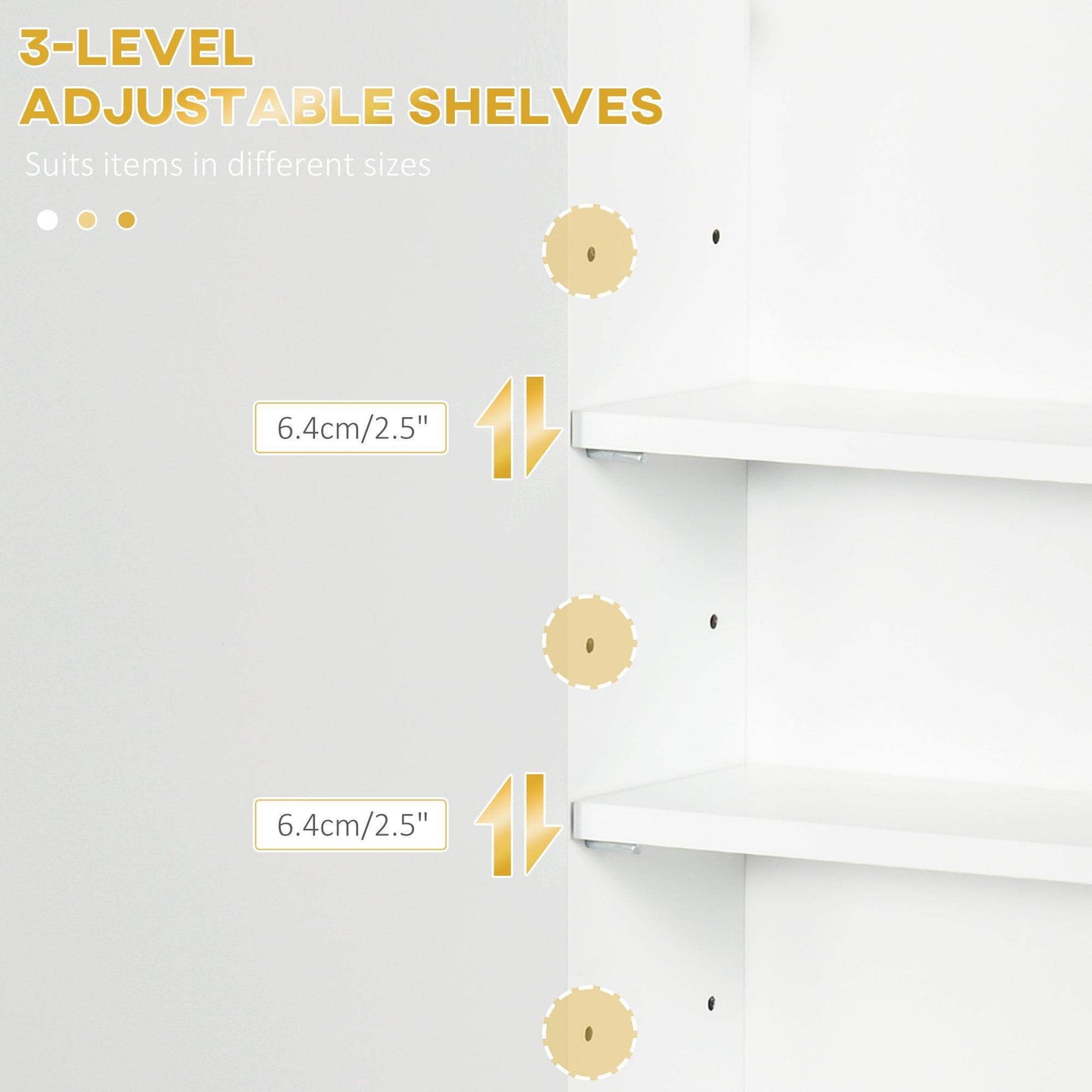 Kleankin White Bathroom Wall Cabinet with Adjustable Shelves - ALL4U RETAILER LTD