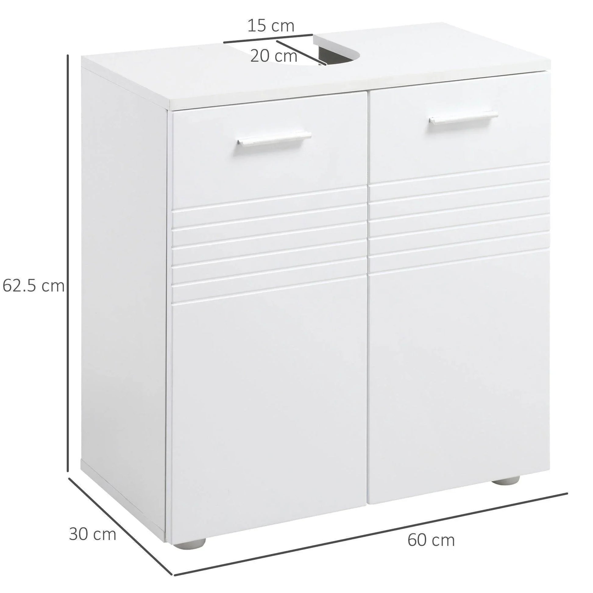 Kleankin White Under Sink Storage Cabinet - ALL4U RETAILER LTD