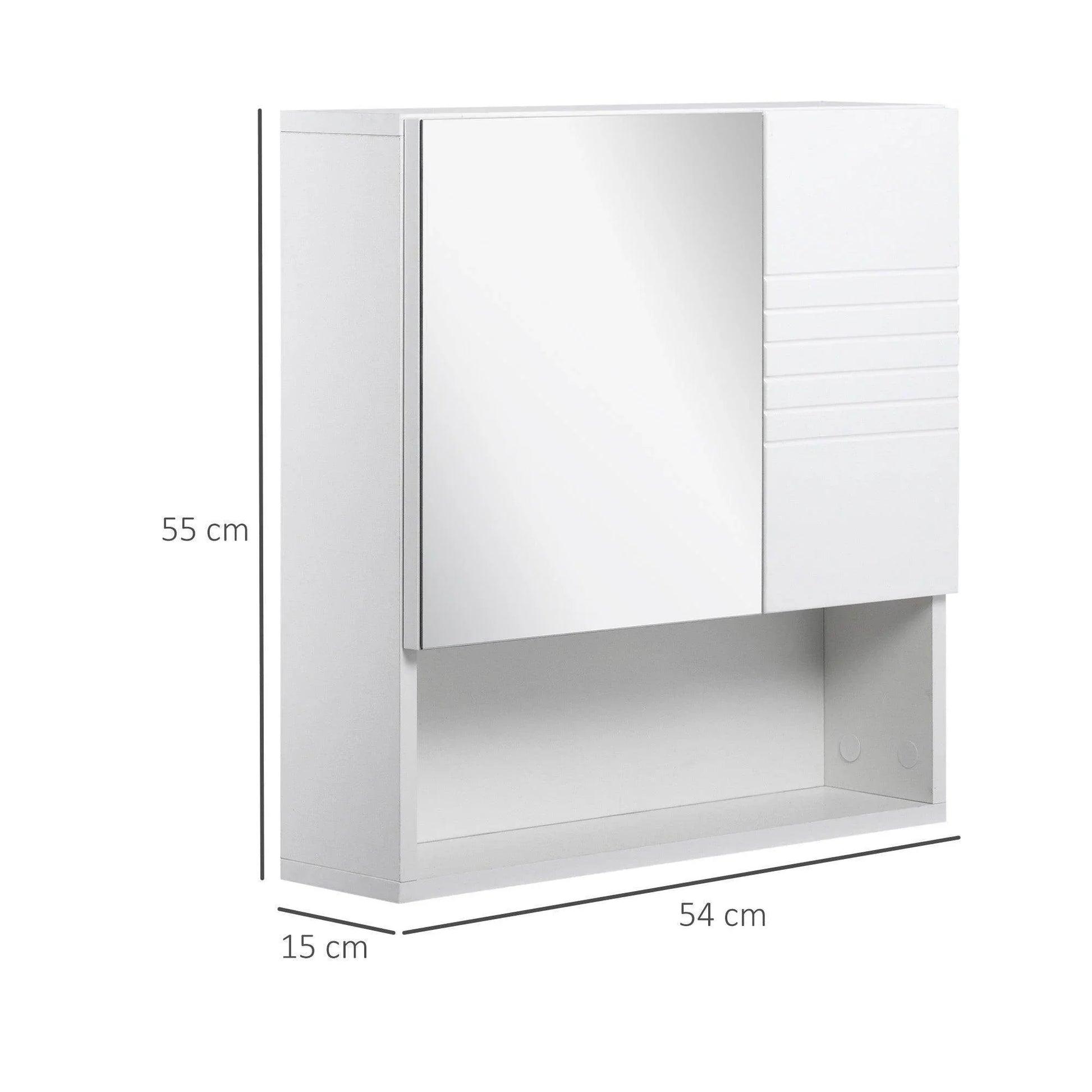 Kleankin White Wall Mount Bathroom Mirror Cabinet - Adjustable Shelf - ALL4U RETAILER LTD