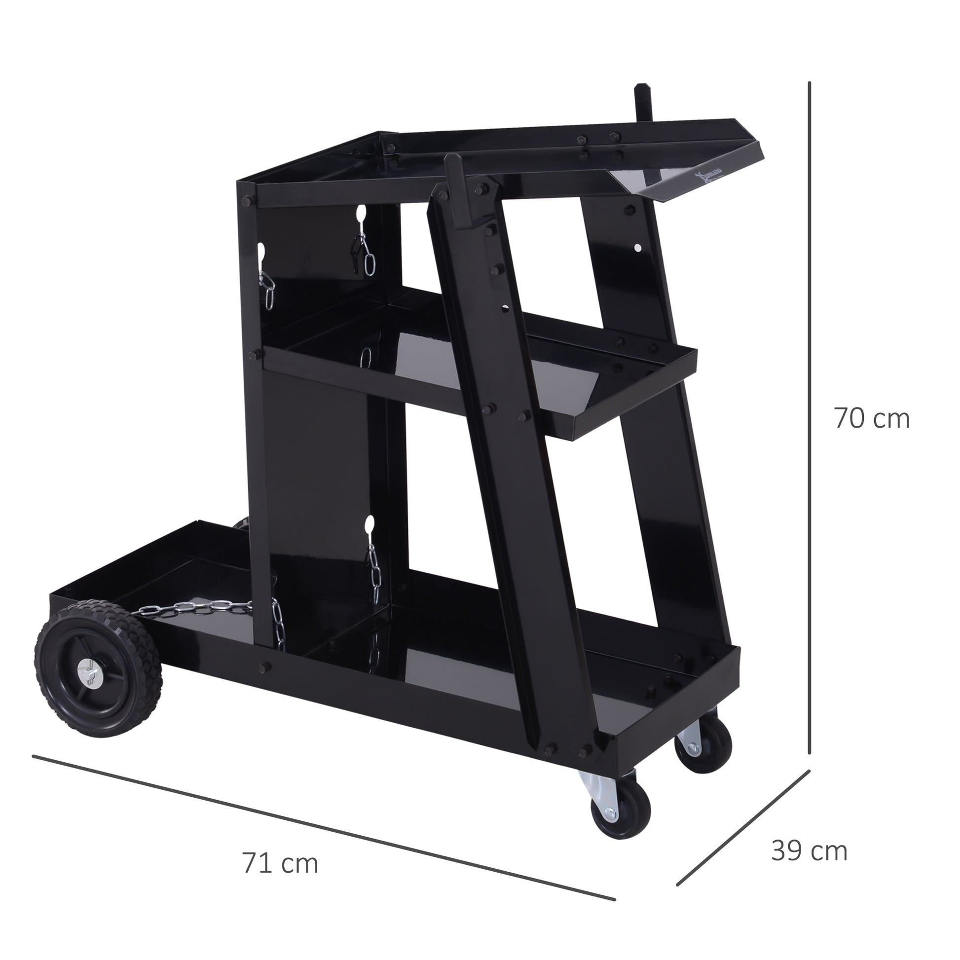 DURHAND Heavy-Duty Welding Trolley Cart with Wheels and Safety Chains for Gas Bottles – Black Garage Storage Solution - ALL4U RETAILER LTD