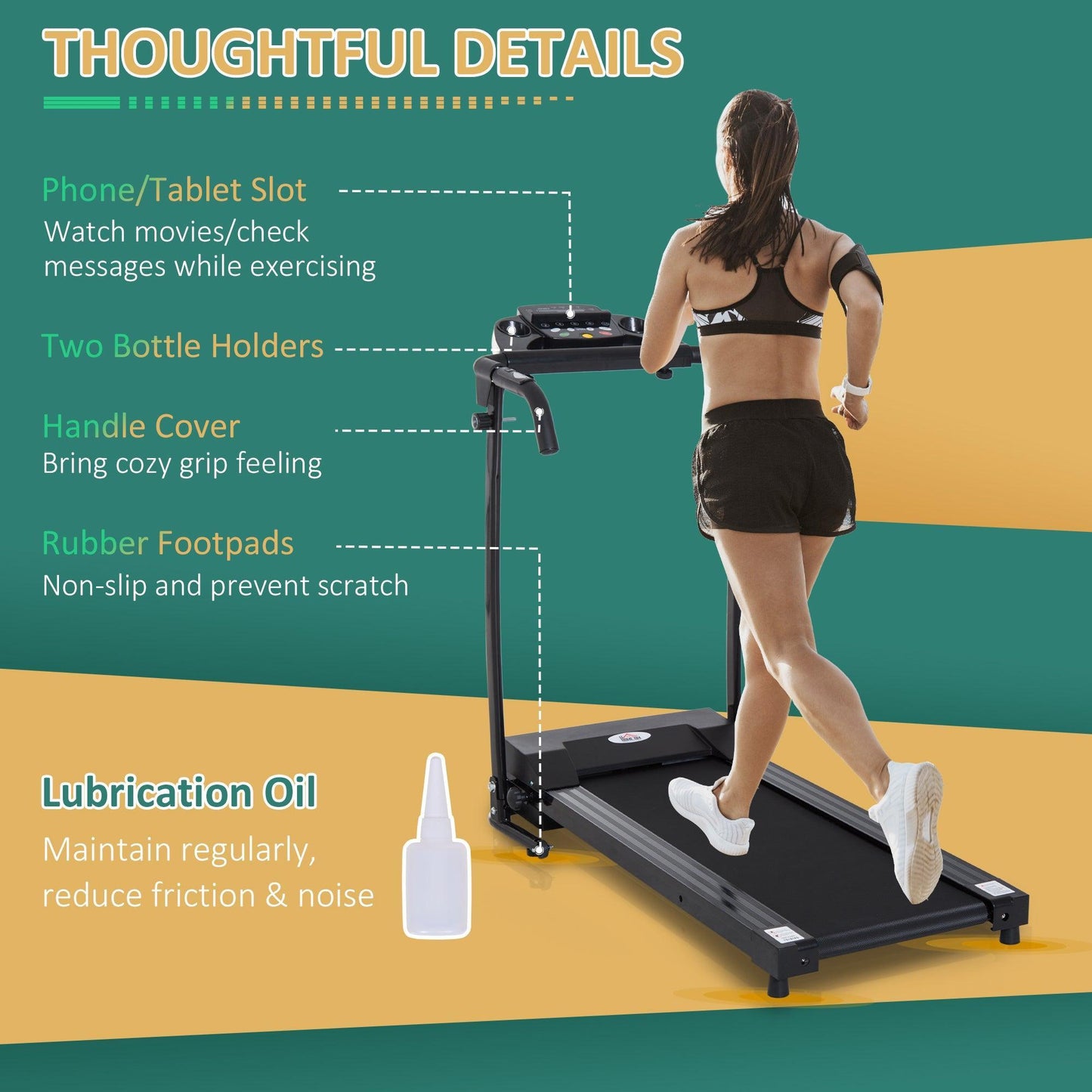 HOMCOM Foldable Treadmill: Electric Fitness Machine - ALL4U RETAILER LTD