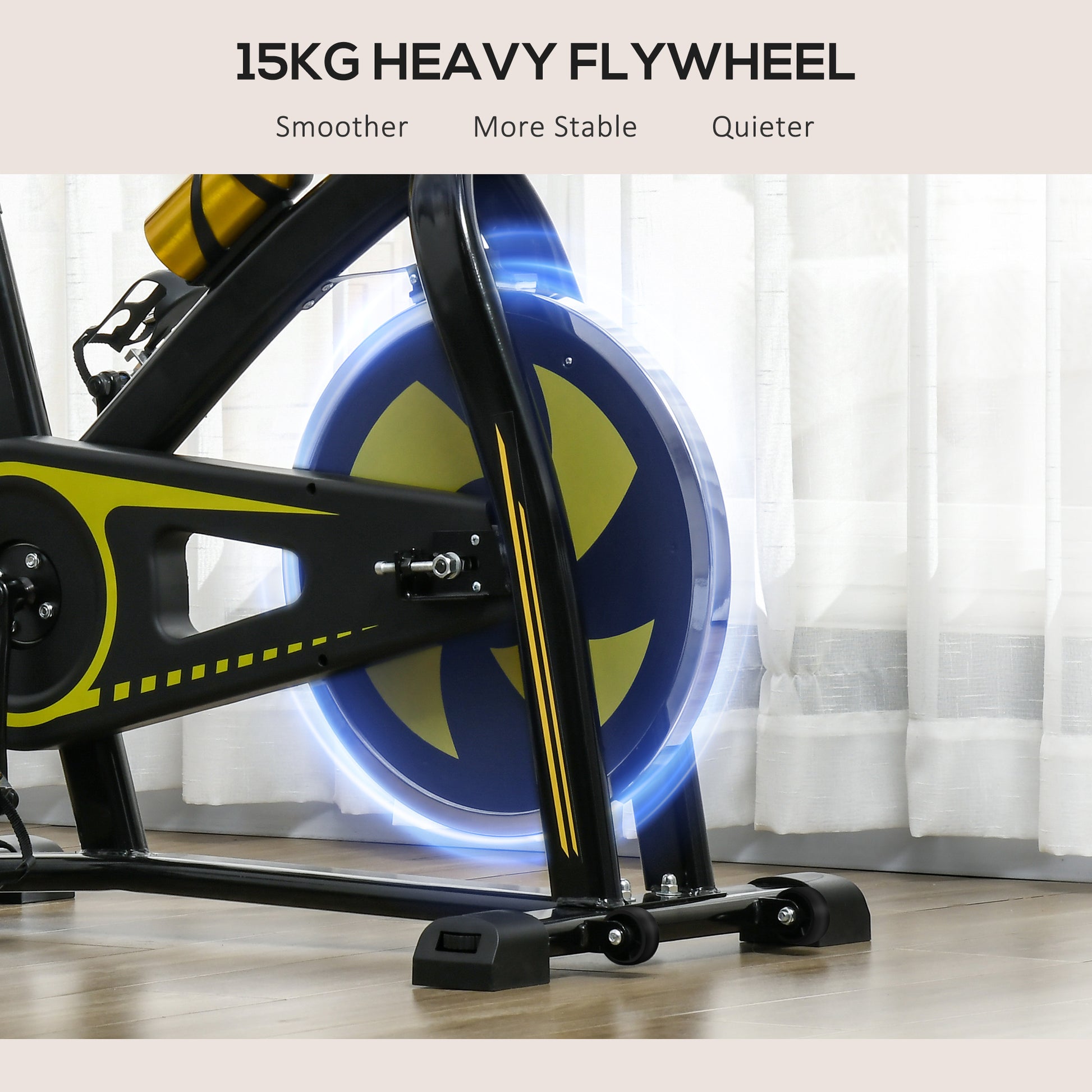 SPORTNOW Indoor Cycling Bike with Adjustable Features for Home Workouts - Yellow - ALL4U RETAILER LTD