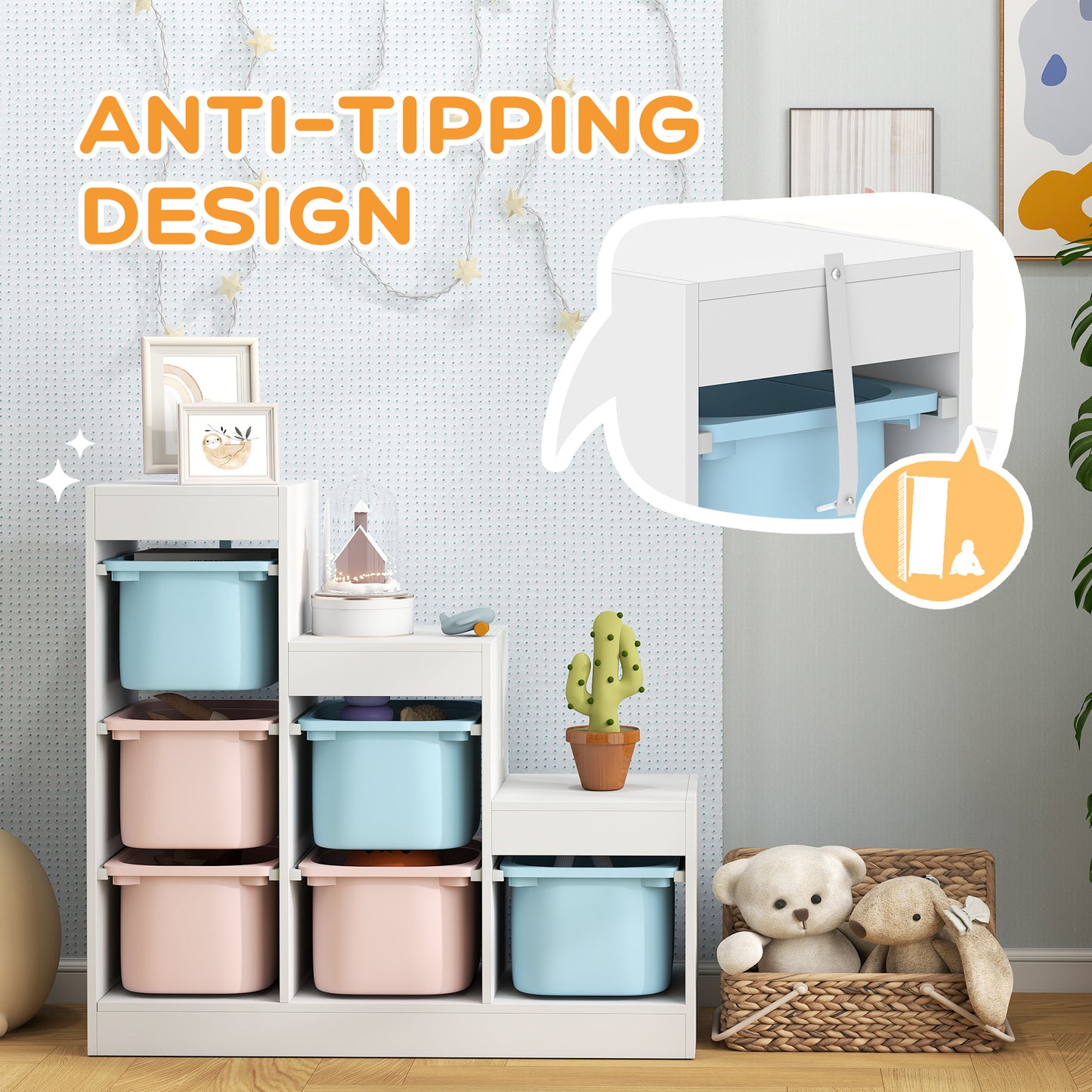 AIYAPLAY Three Layer Toy Storage Organizer With Removable Bins For Ages 3 To 8 Years Multicolor