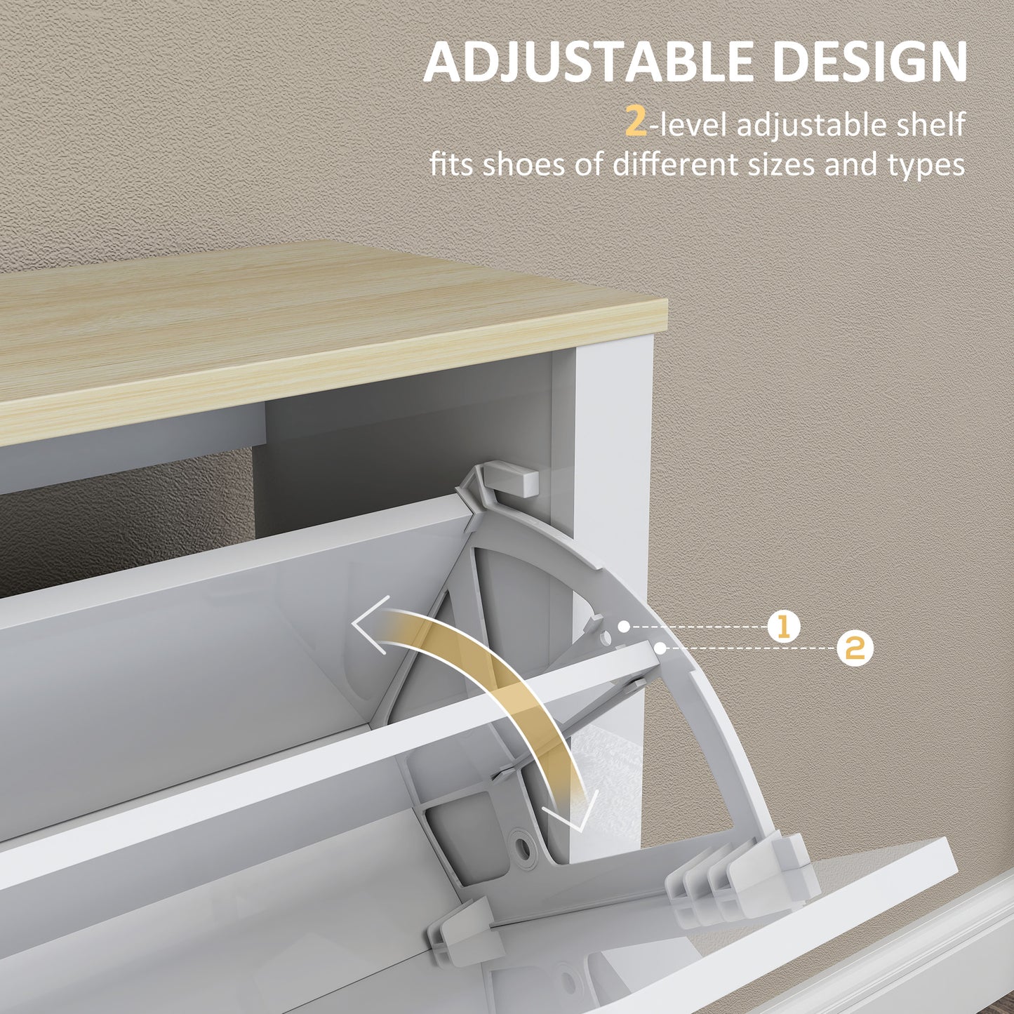 Homcom Slim White Shoe Cabinet Narrow Cupboard With 4 Flip Drawers And Adjustable Shelves For 16 Pairs Of Shoes