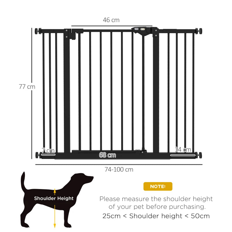 PawHut Black Metal Adjustable Dog Gate: Expandable Width 74-100cm for Secure Pet Containment - ALL4U RETAILER LTD