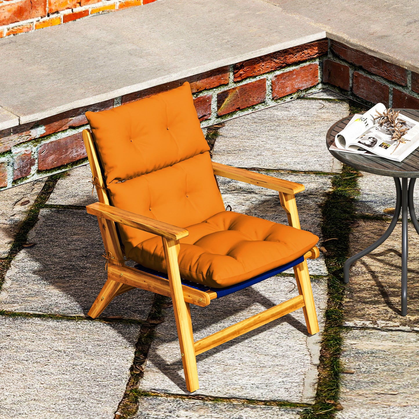 Outsunny 115 X 56 Cm Rocking Chair Padded Seat Cushion Orange With Tie Fastenings For Garden Patio
