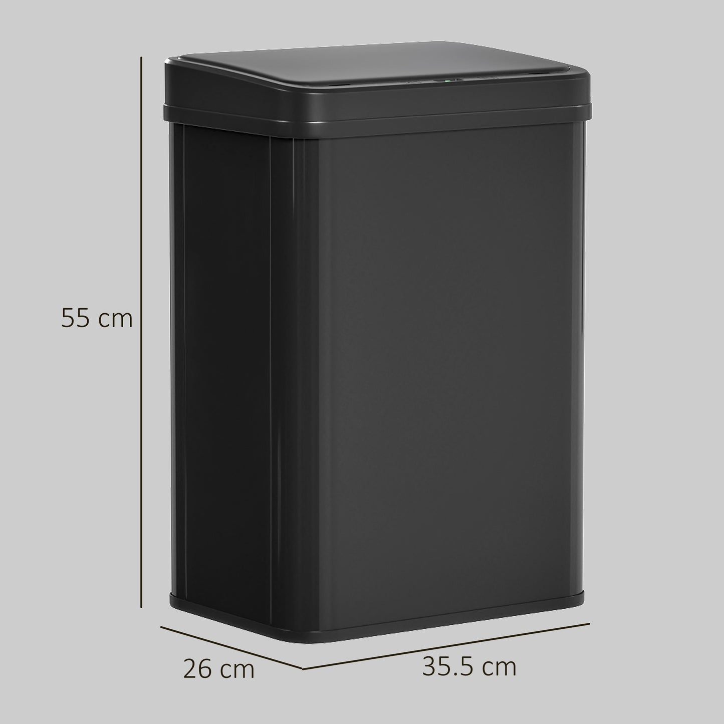 HOMCOM 40L Sensor Bin With Soft Close Lid Stainless Steel Automatic Touchless Motion Sensor Kitchen Bin Black