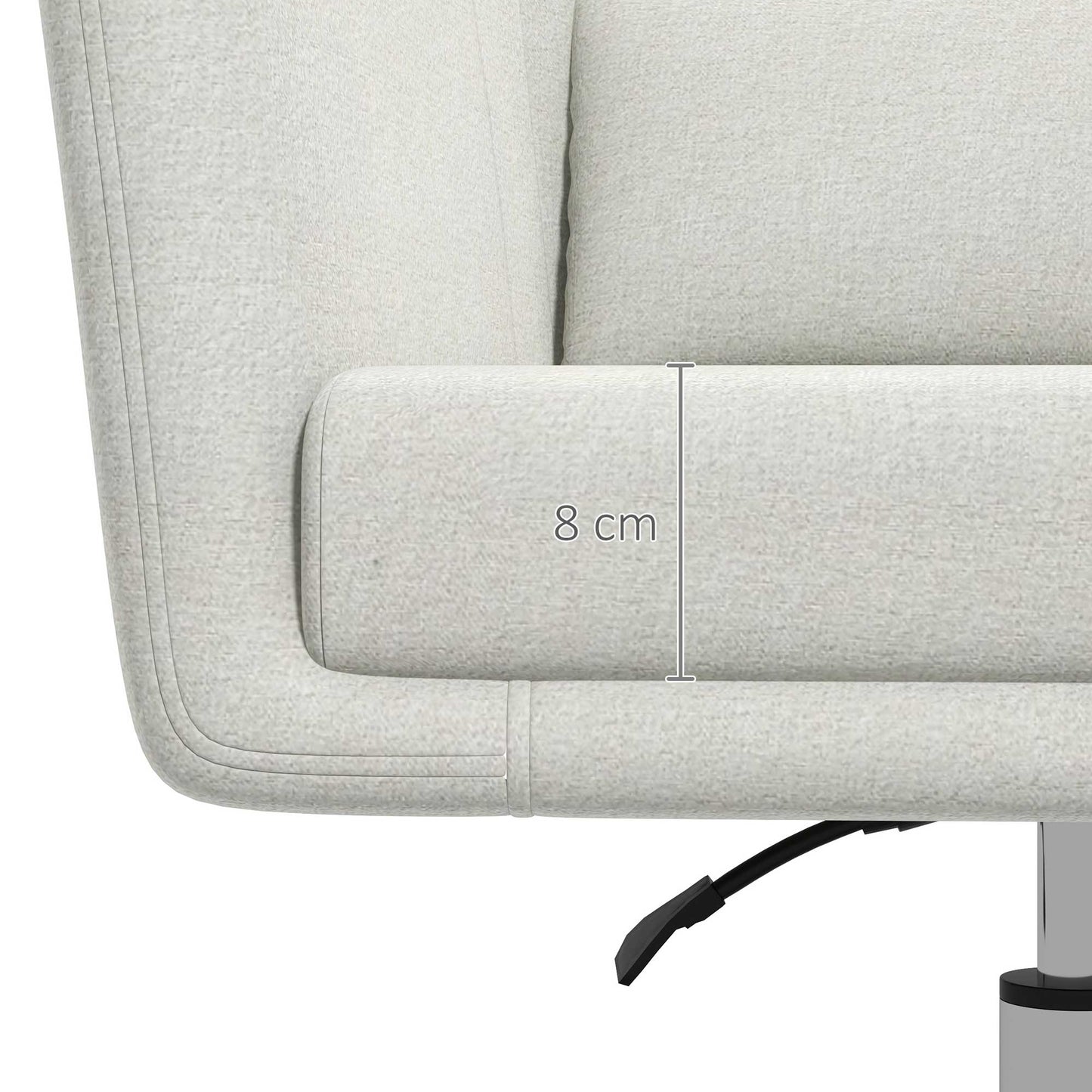 HOMCOM Modern Accent Chair Swivel Base Height Adjustable Arm Chair Pillow Living Room Bedroom Cream White - ALL4U RETAILER LTD