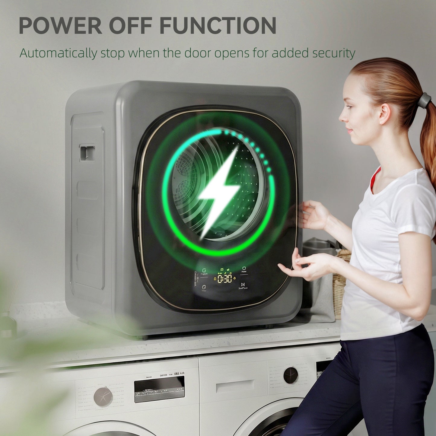HOMCOM 4kg Vented Tumble Dryer With Five Drying Modes 800W Compact Freestanding Front Tumble Dryer Grey